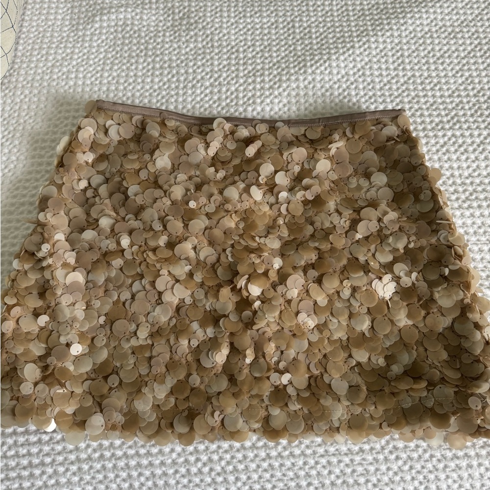 Zara Tan Sequin Mini Skirt